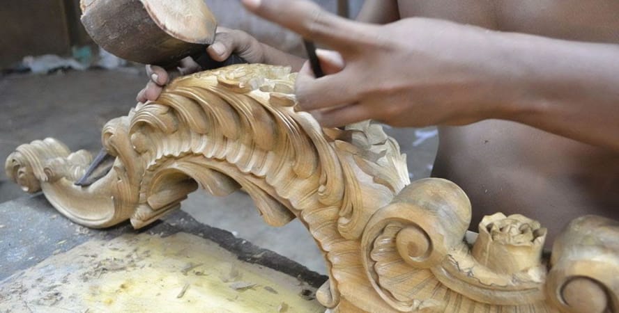 Carving baroque wall table leg