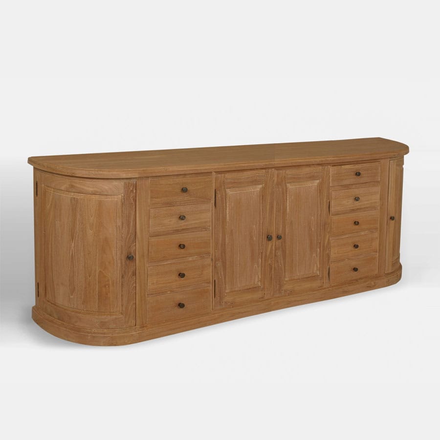 Teak buffet curved doors A