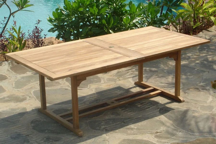 Single extension garden teak table