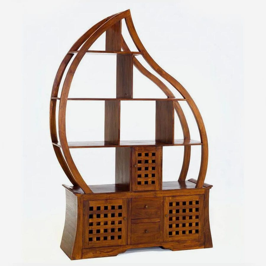 Flame teak shelving
