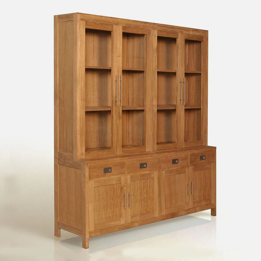 Teak bookcase 4 doors hutch