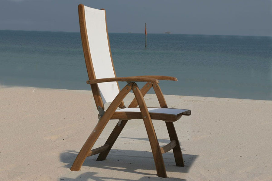 Teak reclining seat batyline sling