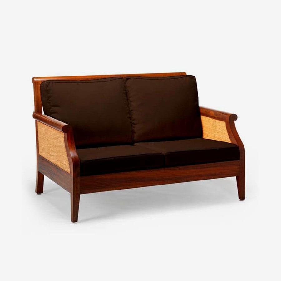 Teak rattan loveseat